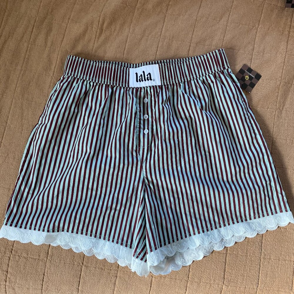 Dressed in Lala - Mint Chocolate Chip Lace Boxer Shorts - Large